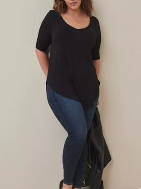 Torrid Super Soft Favorite V-Neck Tunic Tee Elbow Sleeves Black Size 3X